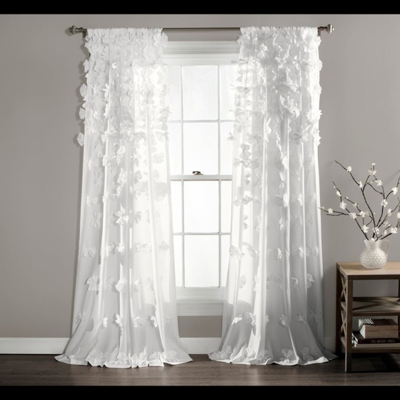 Lush Decor Other - Lush Decor Riley White Window Curtain Single Panel 54”x84”
